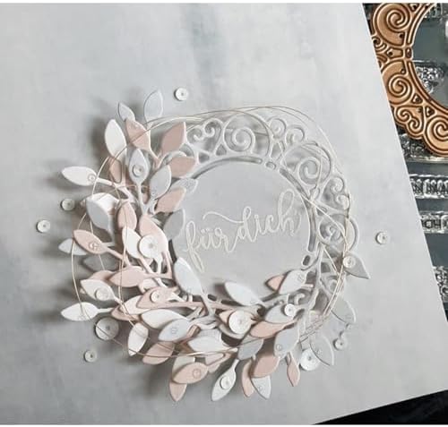 Scrapbooking Die-Cuts, Layer Frame Net Set Metal Cutting Dies for Card Making, Paper Craft Template, Background Embossing Stencils, DIY Album Décor (Branches and Leaves-15.4x10.3cm)