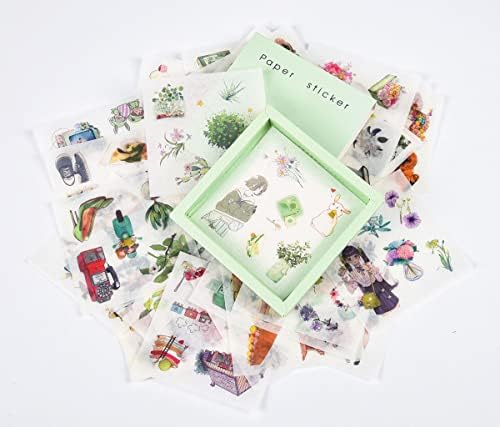 Washi Paper Boxed Stickers Set 50 Sheets - Decorative Sticker for Scrapbooking, Kid DIY Arts Crafts, Album, Bullet Journaling, Junk Journal, Planners, Calendars and Notebook