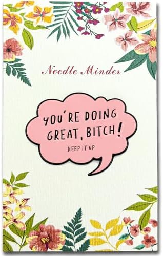 Needle Minder for Keeping Sewing & Embroidery Needles – Magnetic Needlepoint Holder, Cross Stitch Supplies – Secure & Decorative Needle Minders for Stitching & Crafting (You're Doing Great)