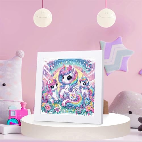 Cartoon Diamond Art Painting Kits for Kids with Frame Ages 4-8-12 (7x7 in)