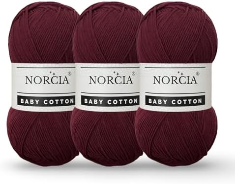 Baby Cotton, 55% Cotton 45% Acrylic Yarn, Fine/Sport (2) for Crochet and Knitting, Soft Amigurumi Yarn, 100 gr (361 yds)