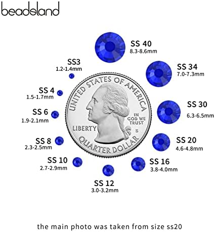 Beadsland Hotfix Rhinestones Bulk, Sapphire, SS20, 14400pcs,Royal Blue