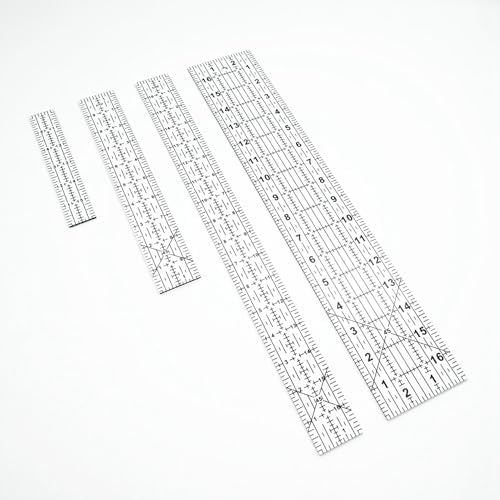 Sewing Rulers Quilting Ruler,Acrylic Quilting Templates,Sewing Tools Accessories Supplies for Patchwork Precision Fabric Cutting 4pcs(1x6,3x17,1.5x17,1.5x10inch)