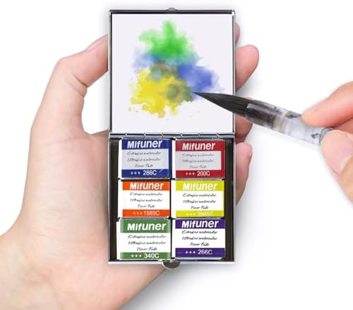 Mini Portable Handmade Artist Watercolor Paint,6 Colors Solid Watercolor