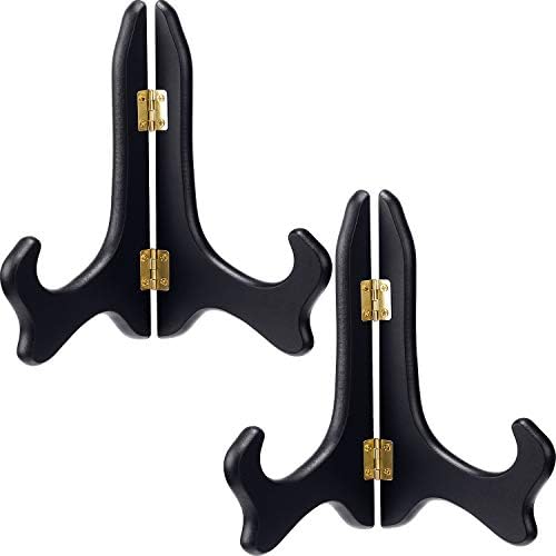 Tatuo 2 Packs Wooden Plate Stands for Display Easel Holders, 8 Inch, Black