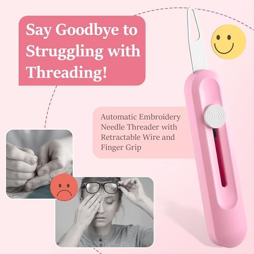 2 Pack Needle Threaders for Hand Sewing, Needlepoint Needle Threader(Red）