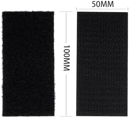 Melsan 2x4 Inch Adhesive Square Hook and Loop Tape - 12 Sets - Sticky Back Fastener for Indoor or Outdoor Use - Instead of Holes and Screws, Black