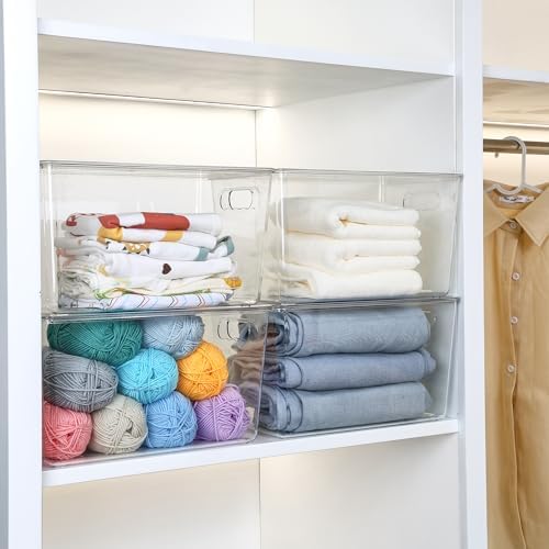 Vtopmart 16 Pack Clear Stackable Storage Bins with Lids, XLarge