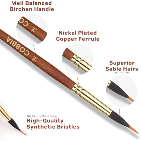 Art Paint Brush Kit, 10 Pieces Paint Brushes for Acrylic Painting with case, Nylon Hair Brushes for Oil, Watercolor, Gouache, Art Supplies