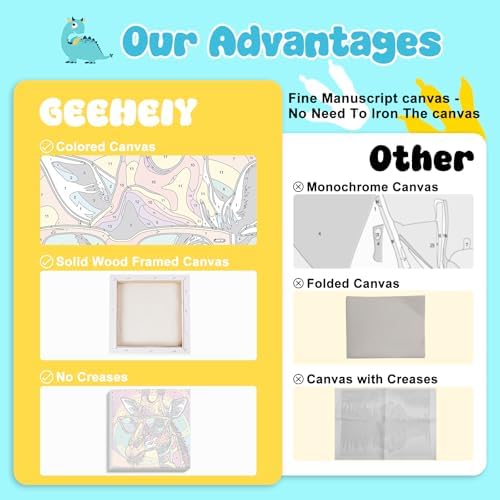 Paint by Numbers Kit for Kids with Frame, Giraffe Painting, No Easel
