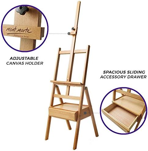 Mont Marte Signature Box Floor Easel, Beech Wood 43.5 x 44 x 150 cm (LxWxH), 17.13 x 17.32 x 59.1"