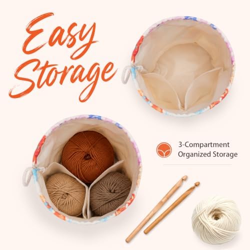 YAWIKO Yarn Bag, Crochet Bag Organizer, Knitting Bag, Knitting Project Bag