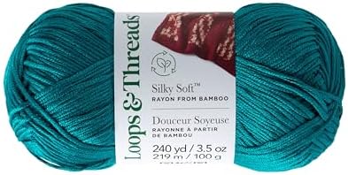 Loops & Threads Silky Soft Yarn - Yarn for Knitting, Crochet, Weaving, and Arts & Crafts - Blue, Bamboo, 3.5 oz
