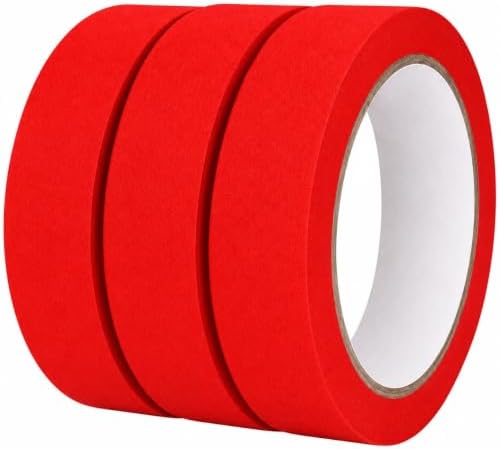 Red Painters Tape 1 Inch Wide, 25 Yards x 3 Rolls Masking Tape