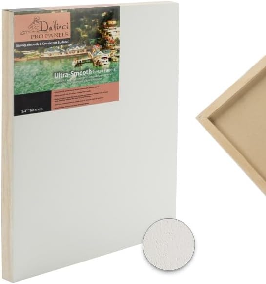 DaVinci Wood Panel Pro Ultra Smooth Gesso Panels 3/4 inches inches Panel (Single) 6x6 inches inches - 12 Pack