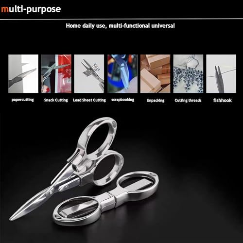 YVAOG Folding Scissors, Safe Portable Safe Portable Travel Mini Scissors, Stainless Steel Retractable Small Scissors for Home Office, 2 Piece Set