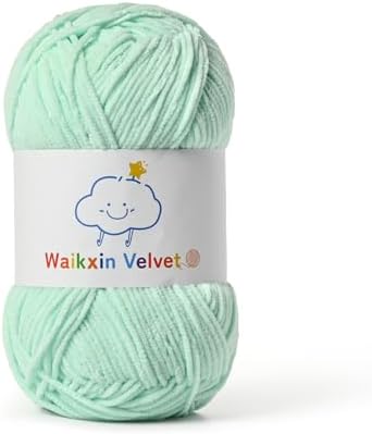 Fluffy Chenille Yarn for Crocheting，Baby Yarn for Crocheting Soft，50g/1.76oz Velvet Amigurumi Yarn ，Fingering Weight Yarns for Crocheting Baby Blankets、DIY Craft.(Aqua Green)