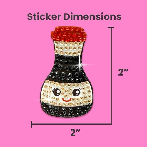 StickerBeans® Rhinestone Stickers - Savory & Sushi Sticker Pack, 2” x 2” Each, Unique Sparkly Cut-to-Shape for Collecting, Trading, Decorating Laptops, Phone Cases, Scrapbooks