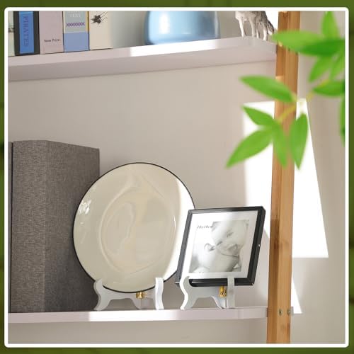 Tatuo 4 Packs Wooden Display Stand Plate Holder Easels, white, 5 Inch