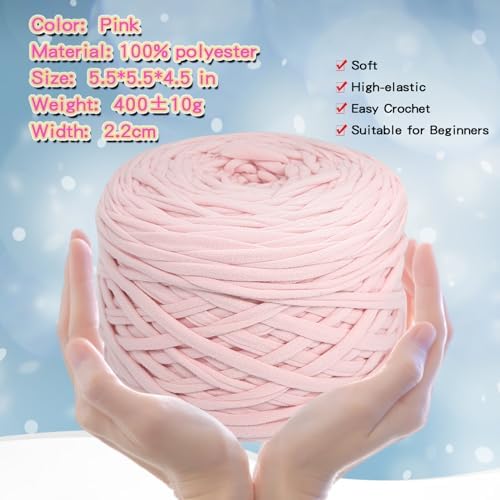 800g T-Shirt Yarn, 260 Yards Elastic Fabric Crochet DIY Pink