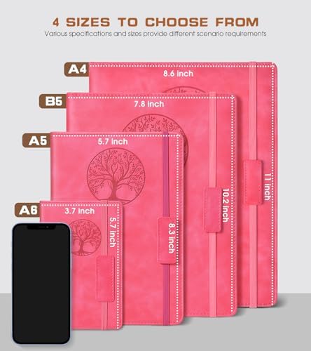Biuwory B5 Leather Journal Notebook, 256 Lined Pages, Hardcover 7.8"×10.2" | Large Vintage Journal for Women Men,Work,School,Business,Travel Diary,Note taking,College Ruled Writing,Daily Journaling
