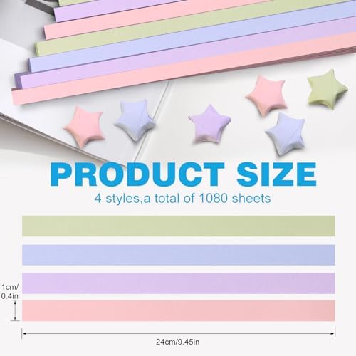 FoDau770 Solid Color Star Paper Strips - 1080 Sheet, Morandi Colour