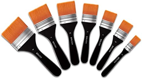 Zubebe Wide Flat Acrylic Paint Brushes 7pcs Large Paint Brushes Set
