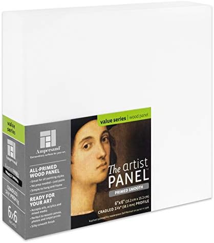 Ampersand Artist Panel Primed Smooth Surface for Painting and Mixed-Media, 1.5 Inch Depth, 6X6 Inch (PWP150606)