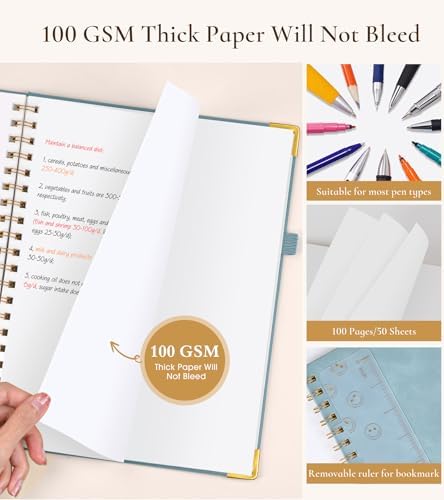 Blank Spiral Notebook Journal 8.5” x 11”, A4 Large Hardcover Sketch Book for Women Men, 100 GSM Blank Paper Drawing Notebook, Spiral Bound Sketchbook for Sketching School Work Note Taking, Blue