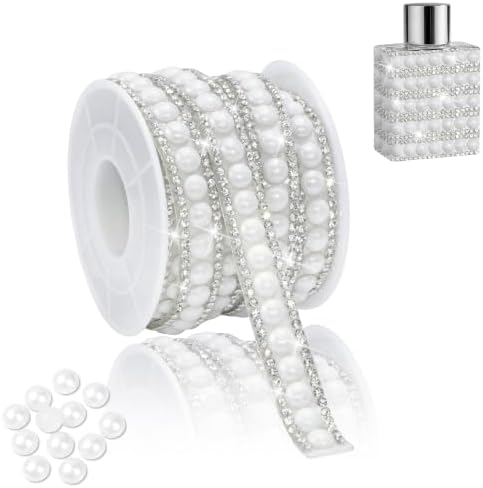 Pearl Rhinestone Roll Sticker 1 cm Wide White Pearl Crystal Ribbon