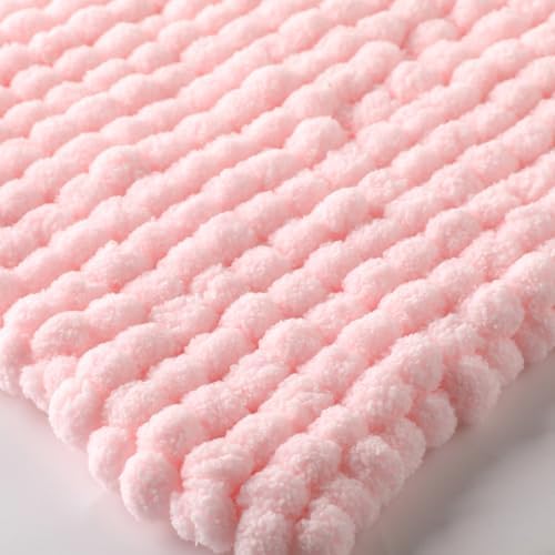 Hand-Woven Ball Yarn, 4 Pack, 380g Total, for Blankets, Cushions, and Pet Nests, Fluffy Chunky Craft Yarn (Light Pink)
