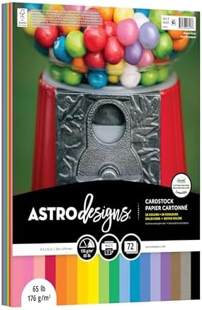 Neenah Astrodesigns Cardstock Pack 8.5"X11" 72/Pkg - 18 Bold & Vivid Colors