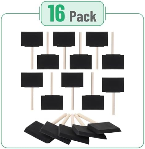 Bates 4-Inch Foam Paint Brushes, 16 Pack - Sponge Brushes for Painting, Staining, and Mod Podge - Paint Sponges