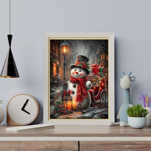 Christmas Snowman Paint by Numbers Kit for Adults Beginner (Without Frame)
