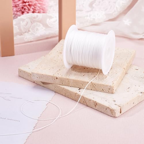 Nylon String for Bracelets, 0.6mm Nylon Beading Thread 43 Yards Friendship Bracelet String Chinese Knotting Cord for Kumihimo Necklaces Tassels Jewelry Crafts (White)