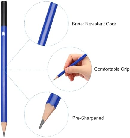 PATIKIL 2B Drawing Pencils for Sketching, 12PCS Sketch Pencils for Drawing Art Pencils Graphite Wood Pre-sharpened for Drawing Sketching Artists, 2B Pencils