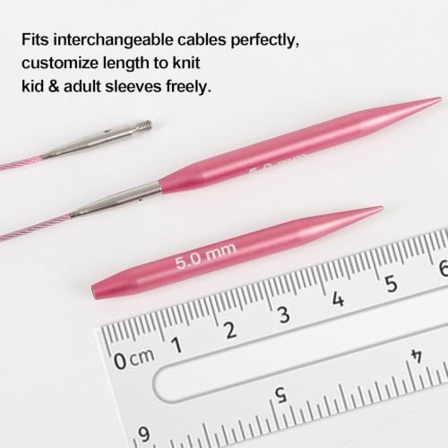 Hzkokon 2.17 Inch Short Interchangeable Knitting Needles (Pink)