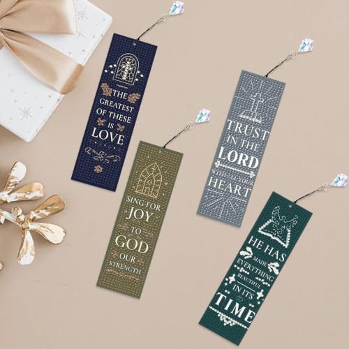 Mandun 4 Pcs Inspirational Diamond Painting Bookmark Kits, Special Shaped Diamond Art Bookmarks with Pendant, DIY Inspirational Diamond Art Bookmarks with Tassels Crafts Gifts Supplies