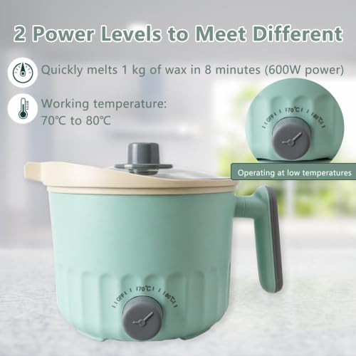 GUILOPOER Wax Melter with Pour Spout, Candle Making Kit for Adult Beginners, 1.5L Large Capacity, for Making Candles and Soaps, Kit Includes Wax Melting Pot(Green)