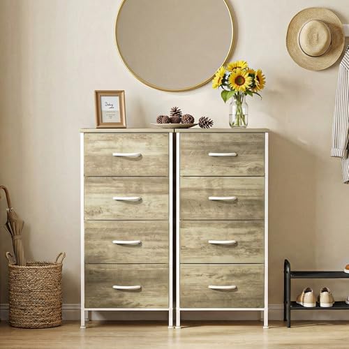 Sweetcrispy Dresser for Bedroom, 4 Drawer Storage Cabinet, Tall Nightstand