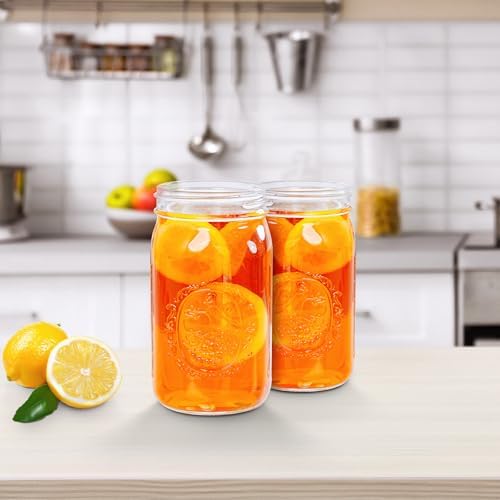 Miuyhji 32 oz Wide Mouth Mason Jars with Lids and Bands, 2 Pack for Canning