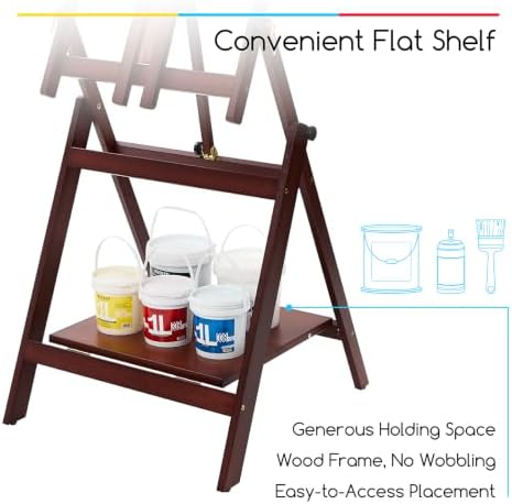 MEEDEN Large Studio Artist Easel: Heavy Duty H-Frame Easel for Painting | Wooden Artists Easel - Convertible Easel - Collapsible Floor Art Easel Stand for Adult, Craft, Office & Studio Deep Walnut