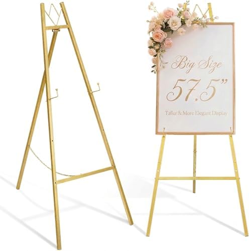 GRENTY 57.5" Gold Easel Stand for Wedding Sign, Art, Welcome Sign, Painting