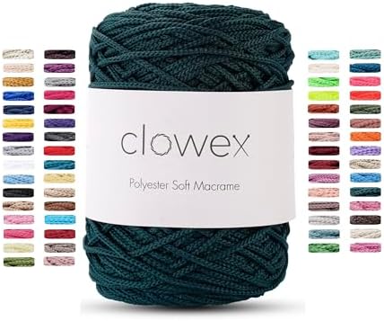 Polyester Soft Macrame Cord 2.5-3mm, 191 Yards x 1/9 inc Turkish Polyester Rope, Braided Macrame Yarn for DIY Crafts, Plant Hanger, Wall Hanging, Macrame Bag