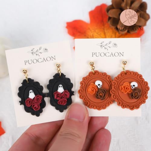 Puocaon Halloween Frame Polymer Clay Cutters for Jewelry Earrings Making | 9pcs Ornate Frame Shaped, Easy to Use Smooth Cutting Edge, Polymer Clay Jewelry Tools, Halloween Polymer Clay Artist Gifts