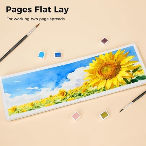 Watercolor Journal - 100% Cotton Cold Press Paper | 20 Sheets 40 Pages | 300GSM (140lb) | PU Leather Cover Watercolor Sketch Books for Artists Painting,Mixed Media7.5 in x 4.7 in