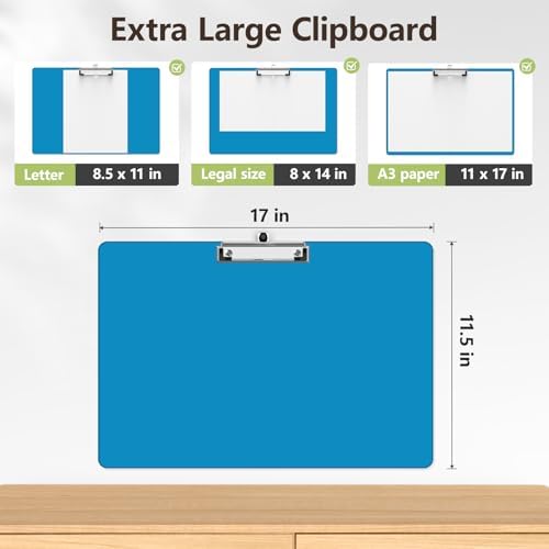 Extra Large Clipboard, 11 x 17 Blue Plastic Drawing Board