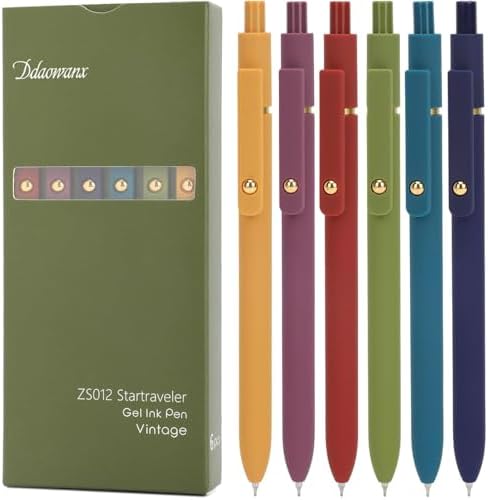 Ddaowanx Gel Pens,6 Pcs 0.5mm Retractable Quick Dry Black Ink Pens | Fine Point Smooth Writing Pens for Journaling and Planner,Cute Desk Accessories Office&School Supplies,Gifts for Women
