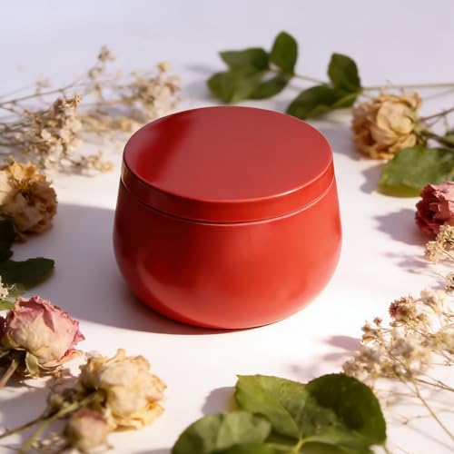 HOMAMAMOON 8oz Candle Tins | 24-Pack Premium Full Red 8 OZ Metal Candle Jars with Lids for Making Candles, Bulk Empty Candle Containers for Home DIY and Small Business