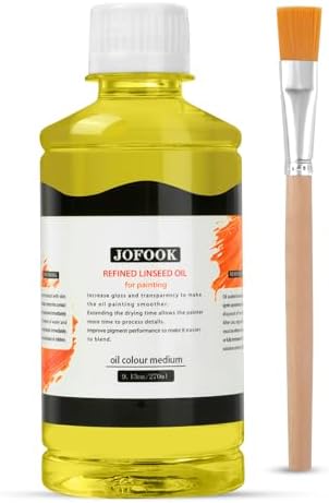 JOFOOK Refined Linseed Oil for Oil Painting with a Paintbrush,Thinner Medium for Oil Based Paint - 9.13oz (270ml),Thinning Oil for Professionals